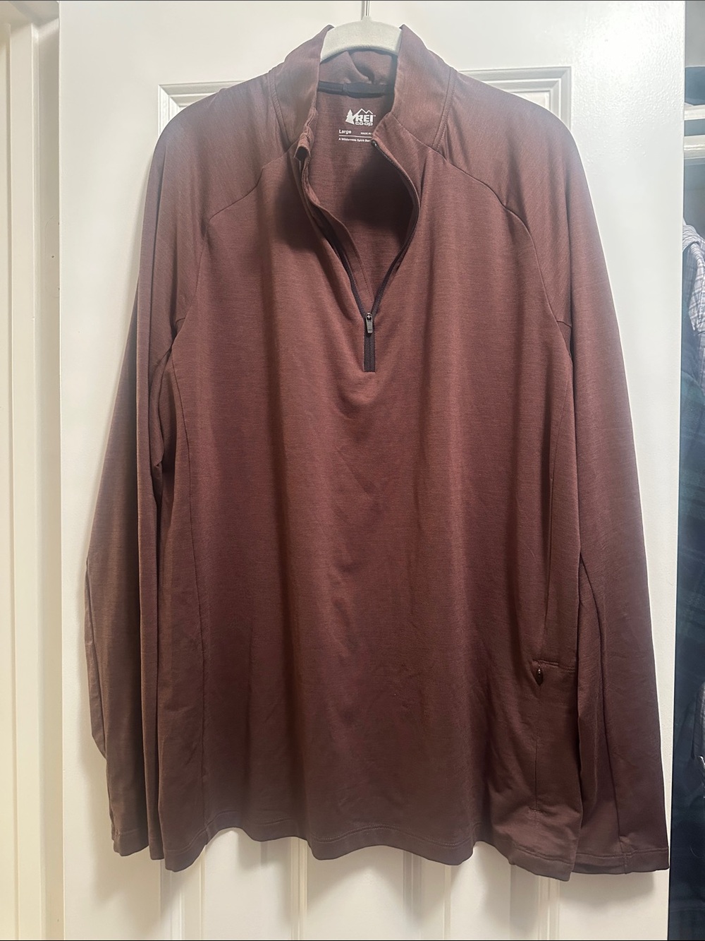 REI Men's Quarter-Zip Pullover in Chestnut Brown